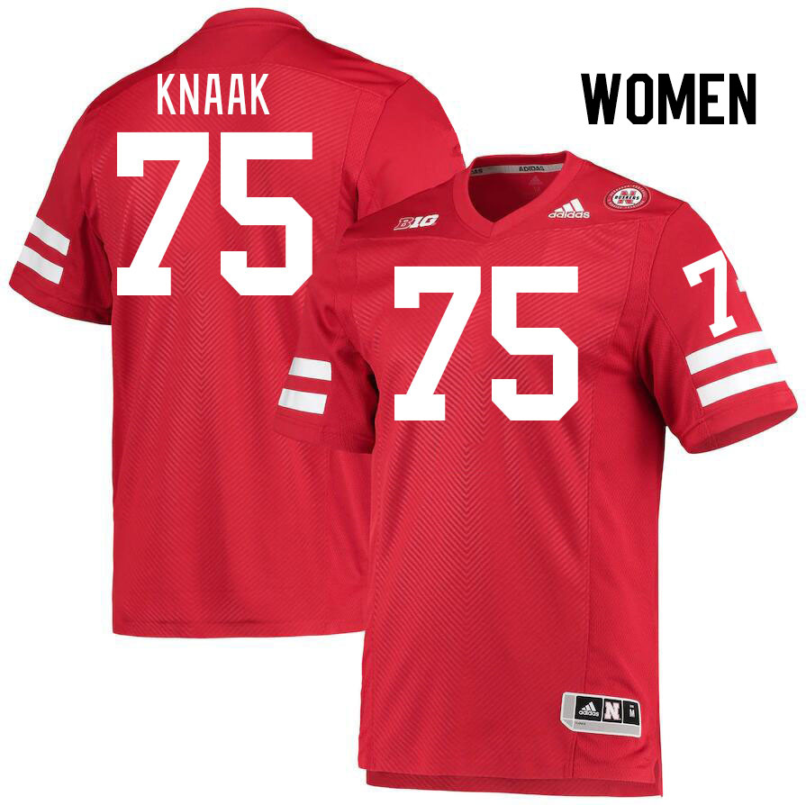 Women #75 Tyler Knaak Nebraska Cornhuskers College Football Jerseys Stitched Sale-Red